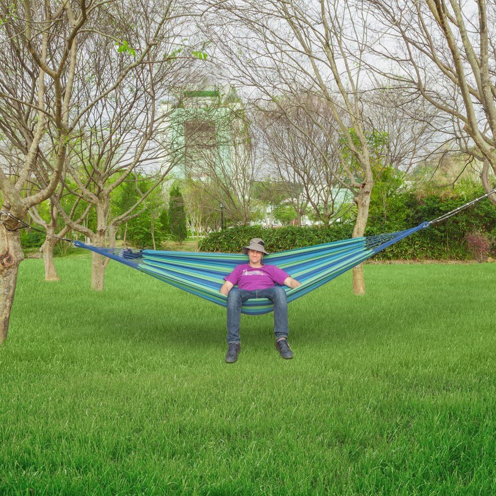 Extra Long And Wide Double Hammock For Travel Camping Backyard, Porch, Outdoor Or Indoor Use, Carrying Pouch Included