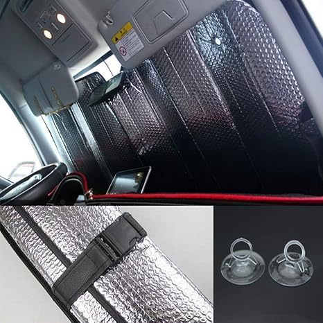 Car Windshield Sunshade-Thicken 5-Layer Bubble Block Heat And Sun UV Rays, Front Windshield Sun Shade- Keeps Your Vehicle Cool New Silver