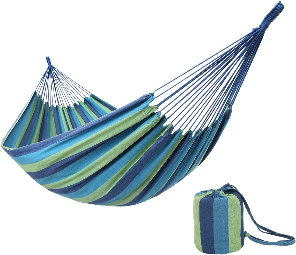Extra Long And Wide Double Hammock For Travel Camping Backyard, Porch, Outdoor Or Indoor Use, Carrying Pouch Included