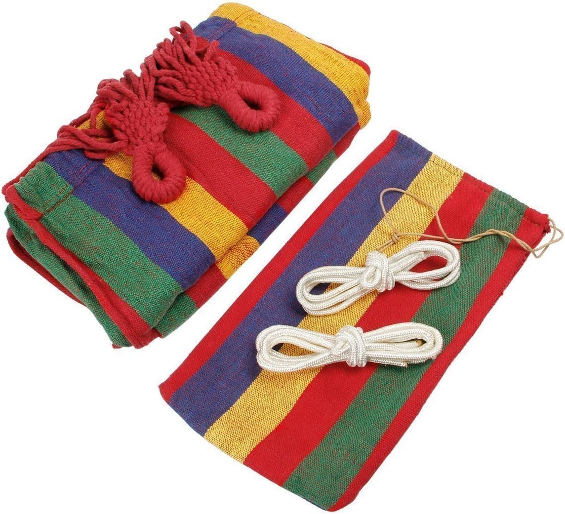 WoneNice Outdoor Double 2 Person Cotton Hammock Striped Red