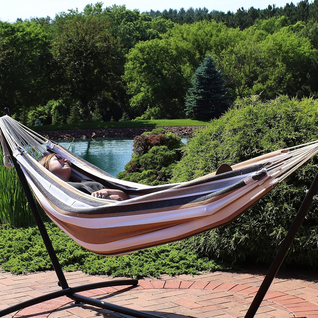 Double Brazilian Cotton Hammock For Outside - 450-Pound Capacity Outdoor Hammock - Calming Desert