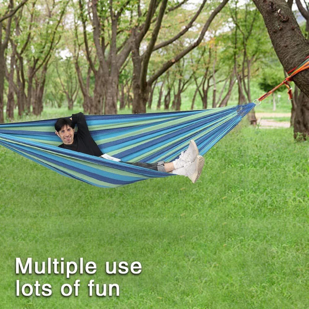 Extra Long And Wide Double Hammock For Travel Camping Backyard, Porch, Outdoor Or Indoor Use, Carrying Pouch Included