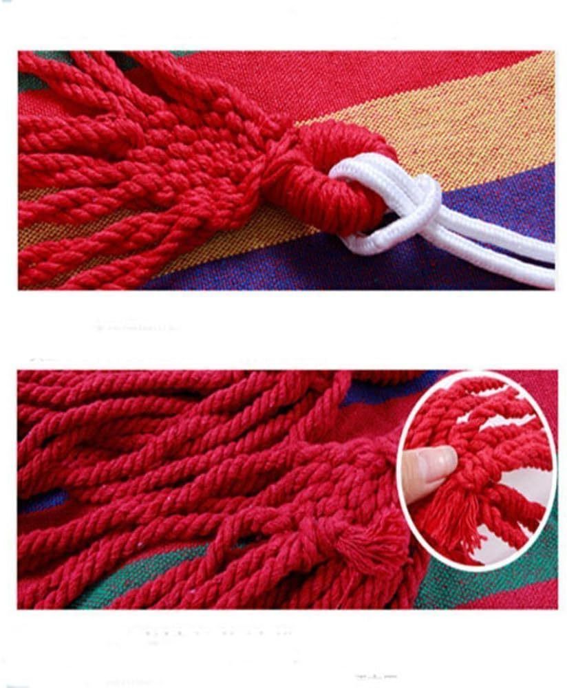 WoneNice Outdoor Double 2 Person Cotton Hammock Striped Red